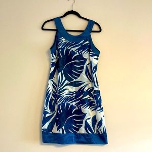 Silk feel palm frond A-line dress
